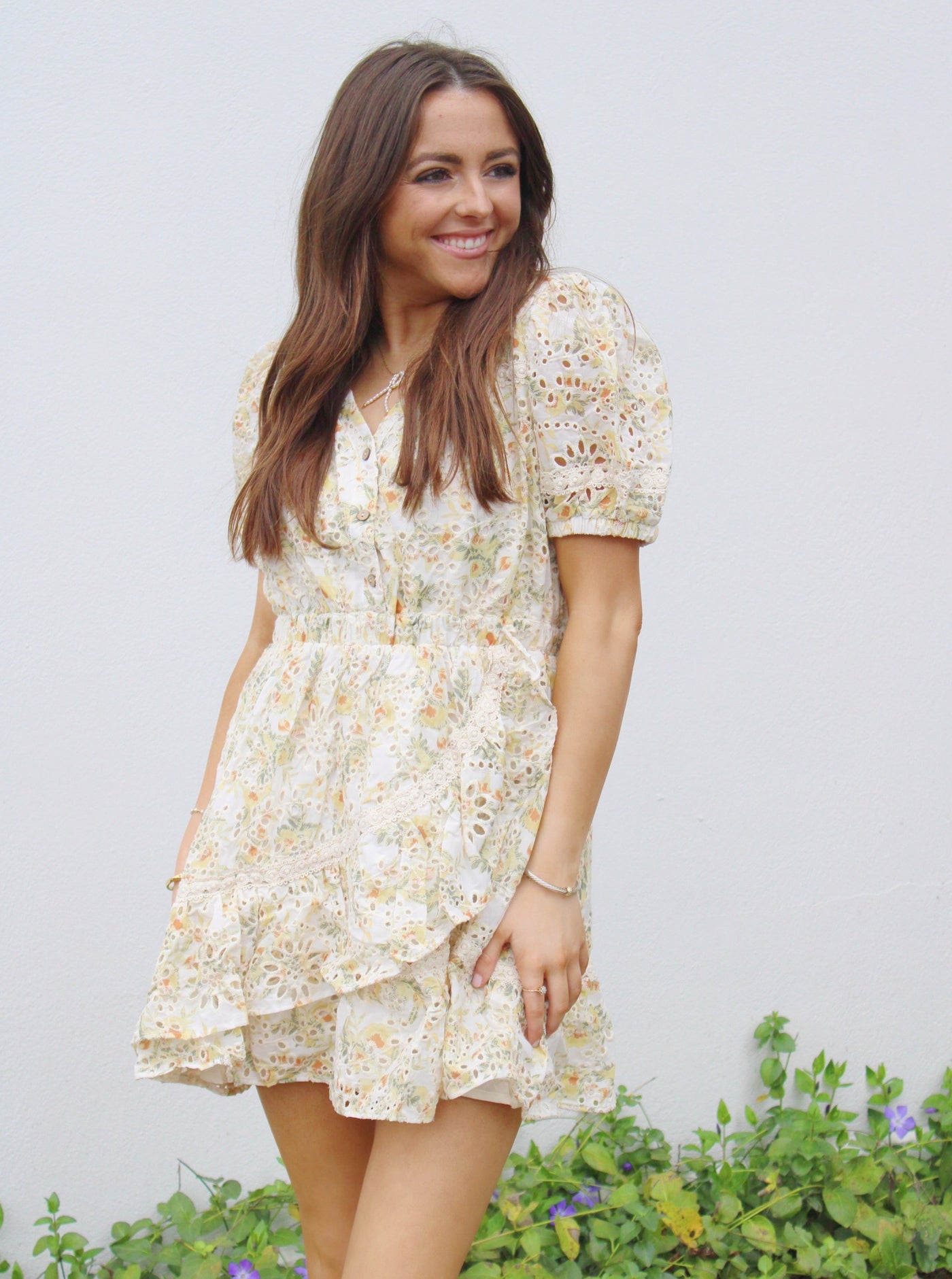 Mandie Floral Embroidered Mini Dress