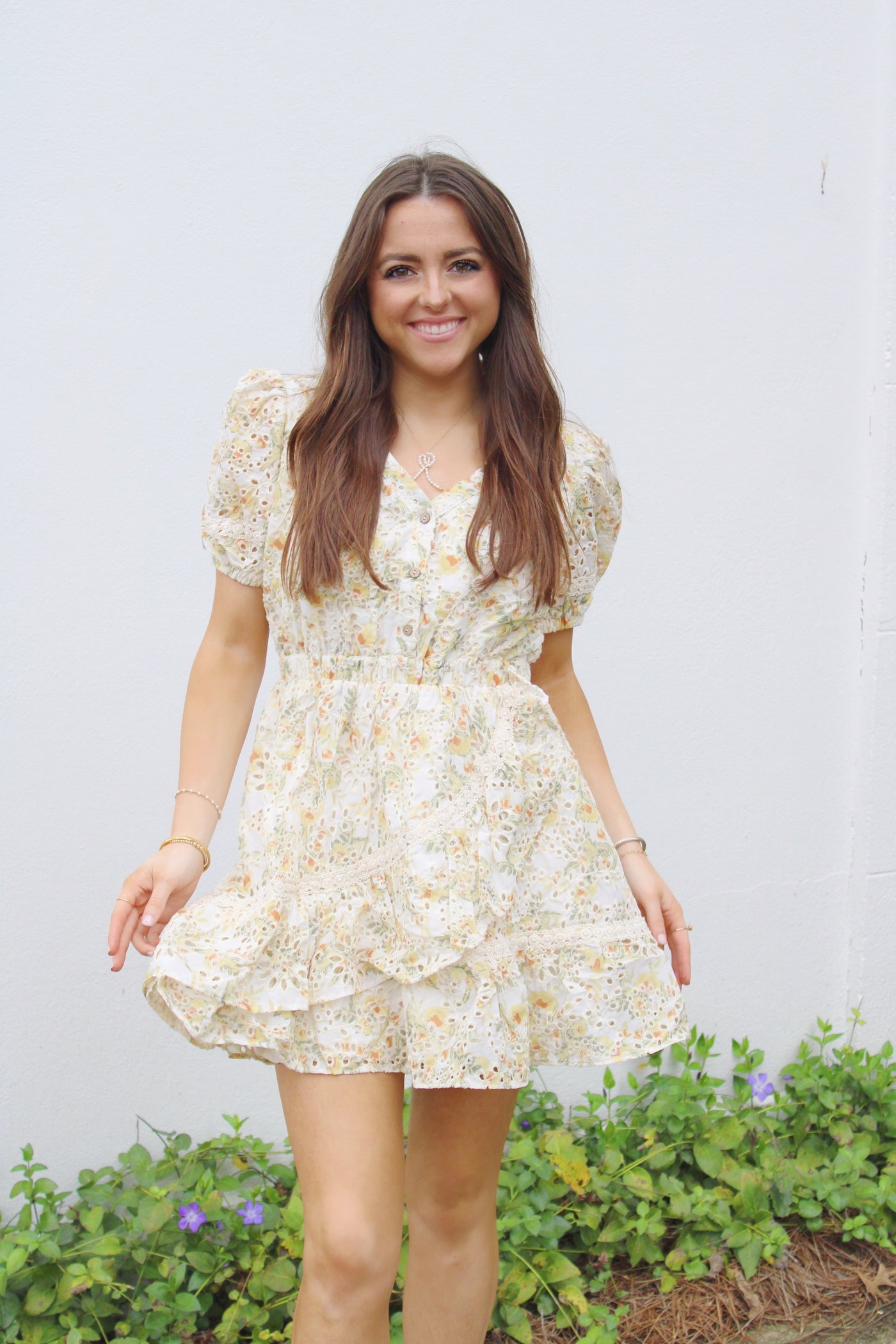 Mandie Floral Embroidered Mini Dress