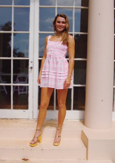 Garden Barbie Plaid Mini Dress