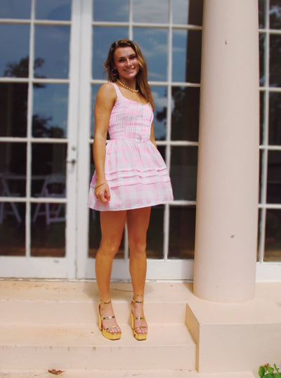 Garden Barbie Plaid Mini Dress