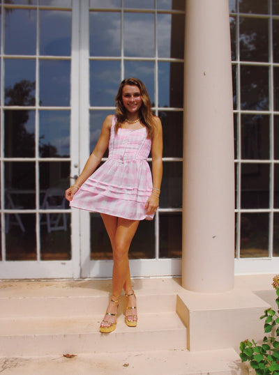 Garden Barbie Plaid Mini Dress