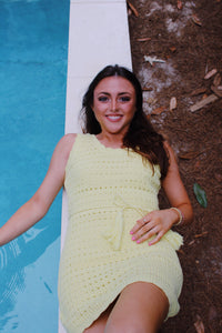 Lemon Scalloped Knit Mini Dress