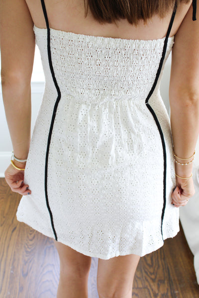 Eyelet Lace Binding Mini Dress