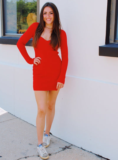 Georgia Red Knit Mini Dress