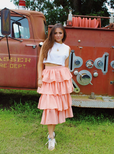 Pure Sweetness Tiered Midi Skirt