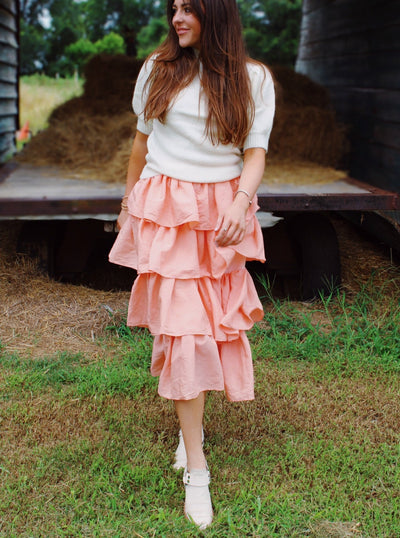Pure Sweetness Tiered Midi Skirt