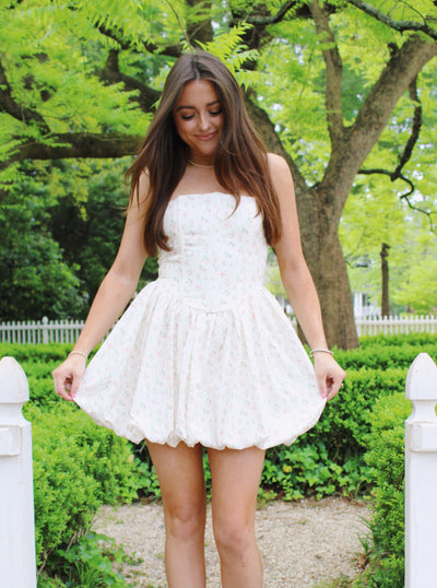 White Tulip Bubble Mini Dress