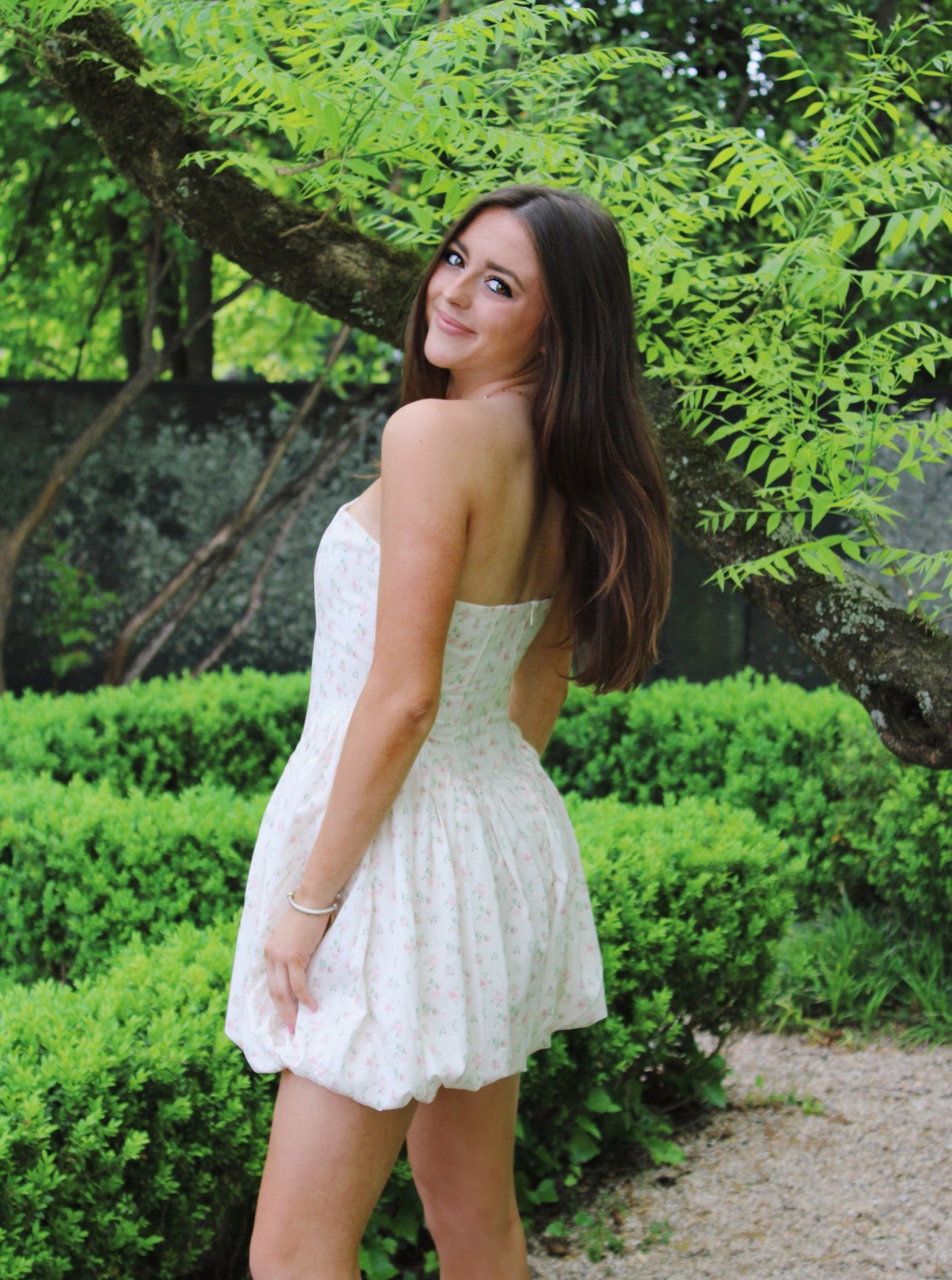 White Tulip Bubble Mini Dress