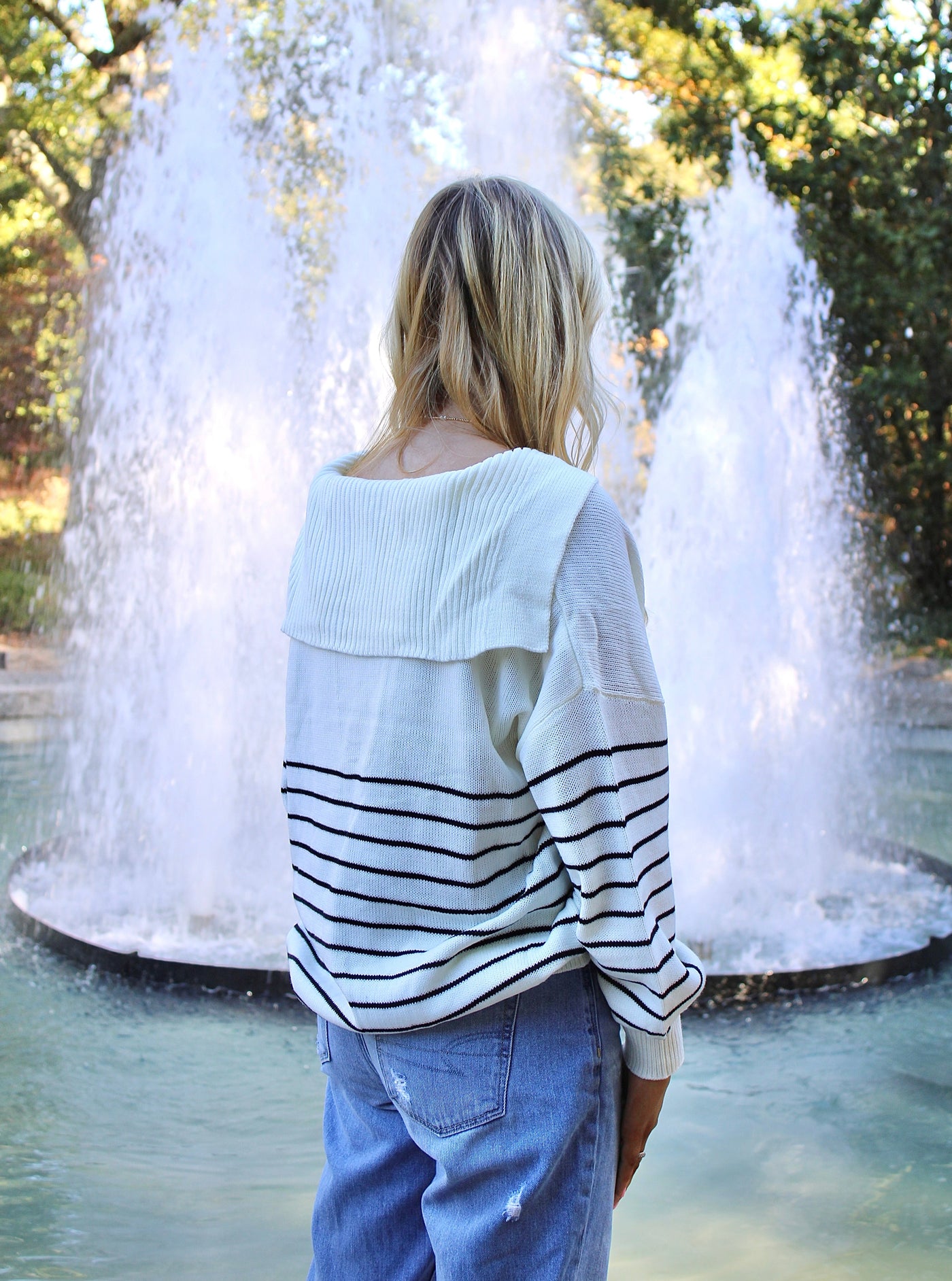 Sailor Striped Oversized Knit Top
