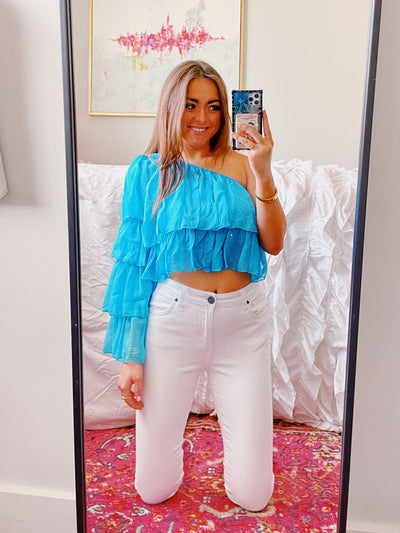 Electric Blue Ruffle Tulle Top
