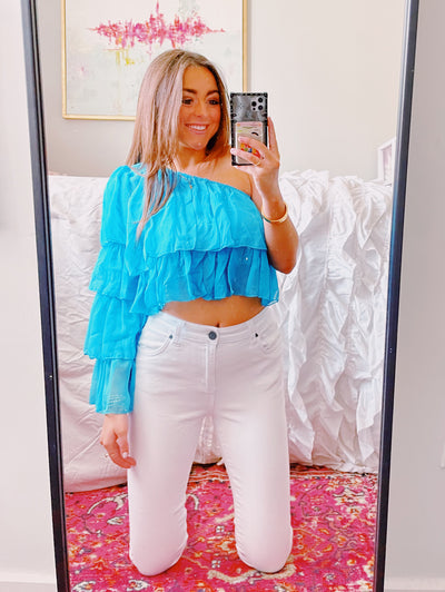 Electric Blue Ruffle Tulle Top