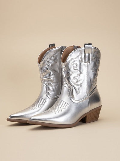 Willa Western Booties (Silver)