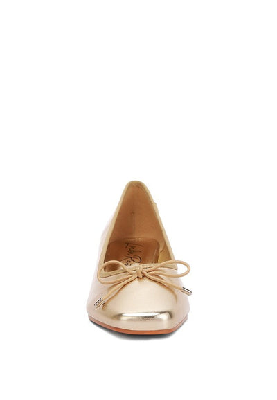 Laga Metallic Block Heel Ballerina Flats (Gold)