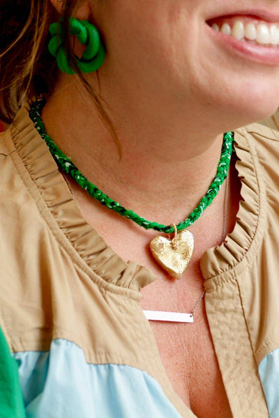 Green Bandana Heart Necklace 
