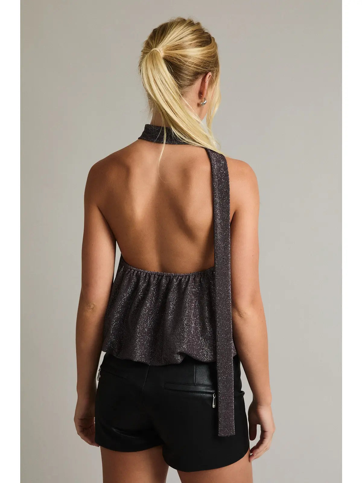 Brown Shimmer Scarf Top