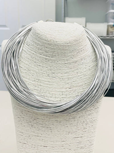 Leatherette Silver Strand Necklace