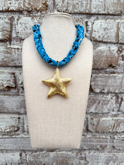 Turquoise Bandana + Gold Star Necklace