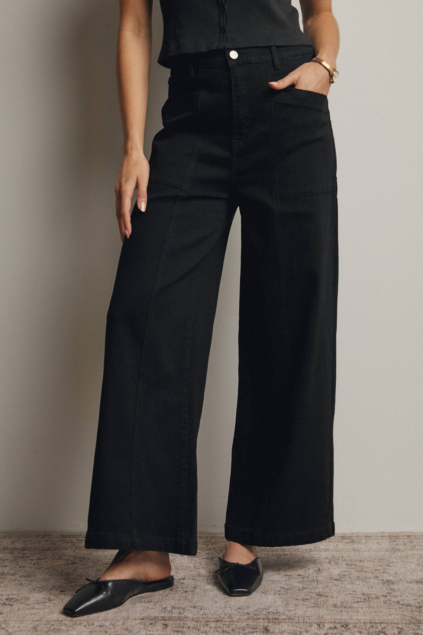 Buckeye Black Wide-Leg Jeans