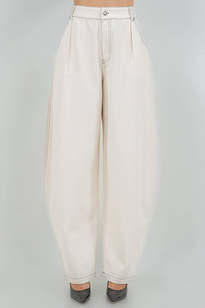 Soft Cotton Washed Barrel Jeans