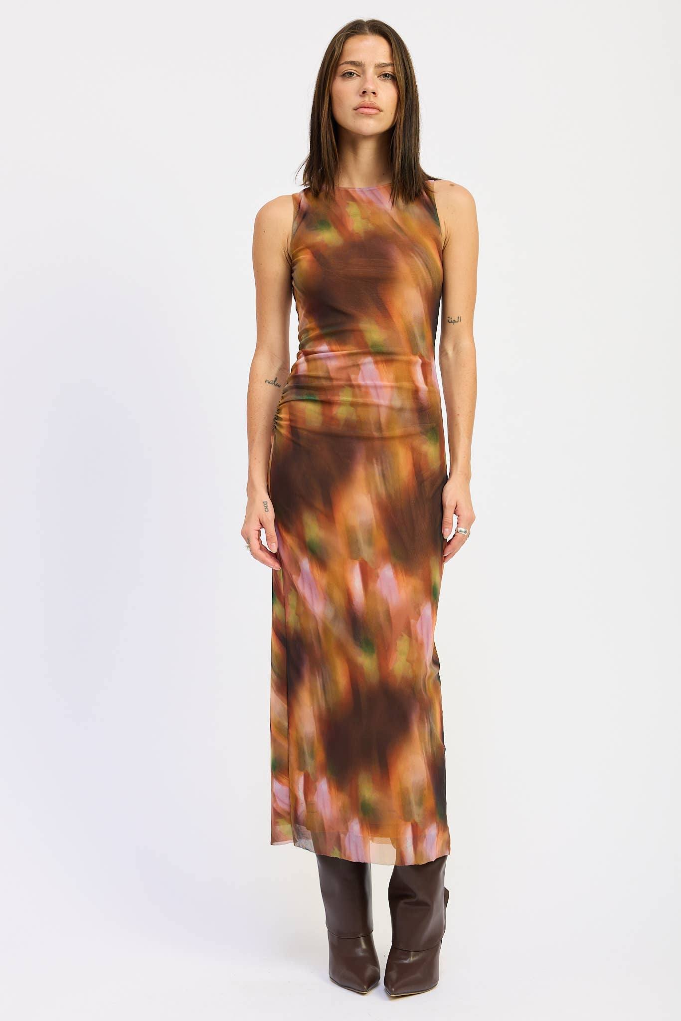 Rust Printed Maxi Dress