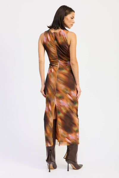 Rust Printed Maxi Dress