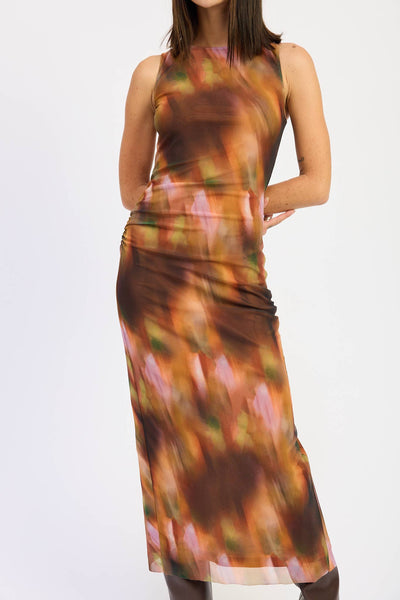 Rust Printed Maxi Dress