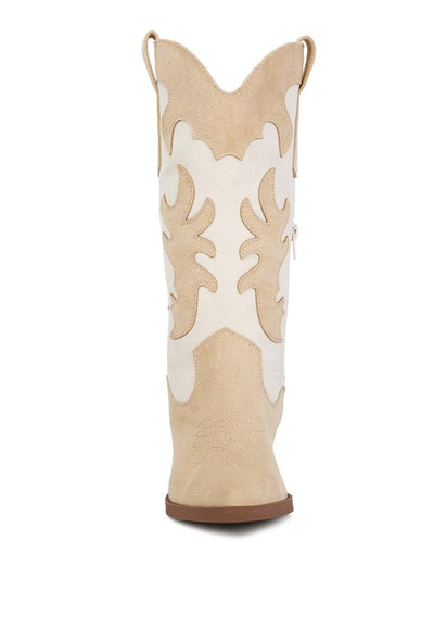 Labryne Suede Patchwork Cowboy Boots