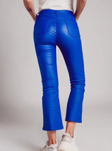 Load image into Gallery viewer, Electric Blue Faux Leather Flare Pants
