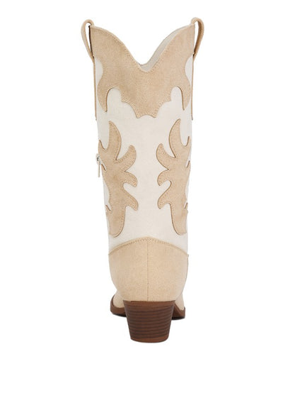 Labryne Suede Patchwork Cowboy Boots