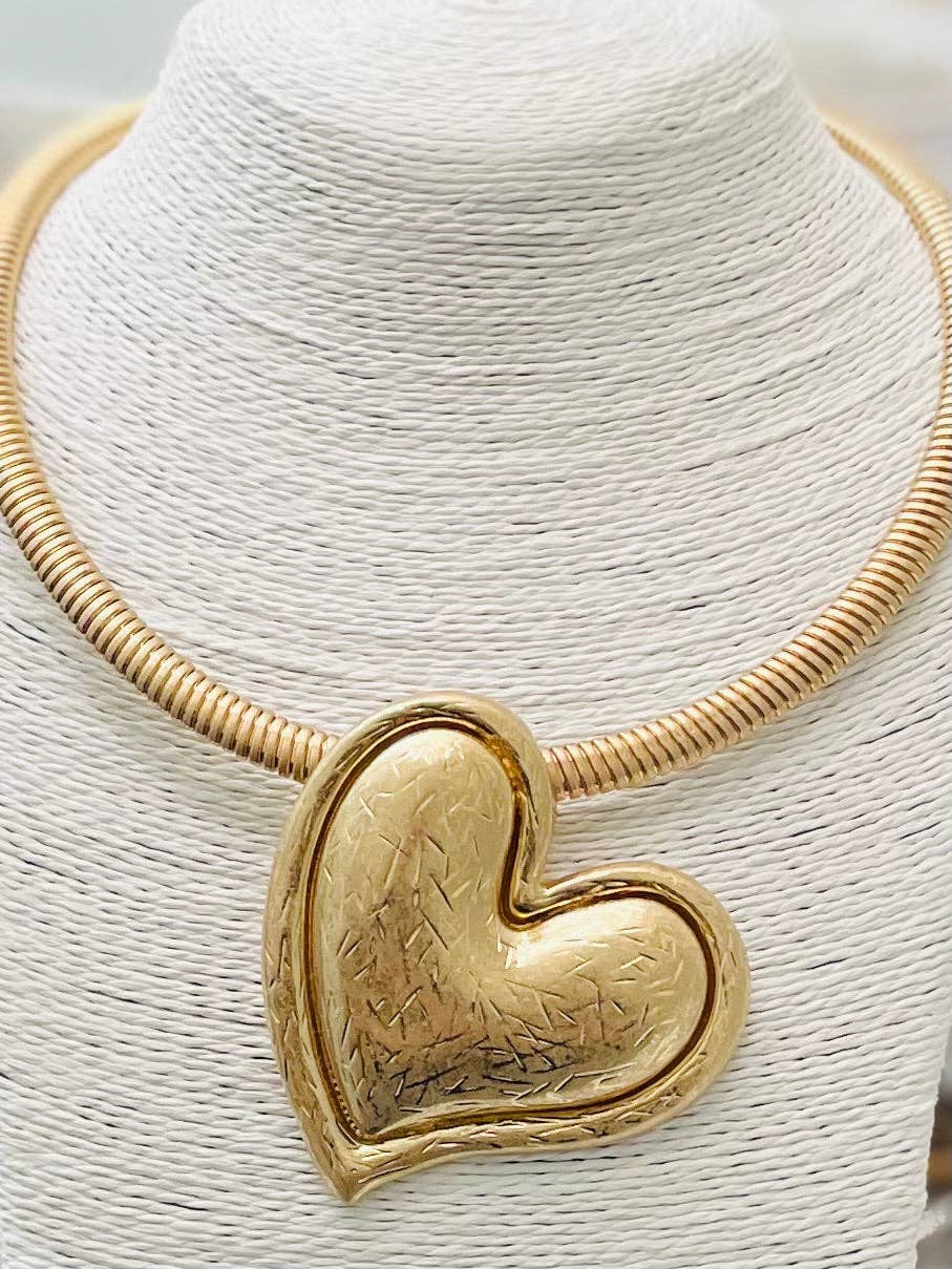 Vintage Heart Gold Choker