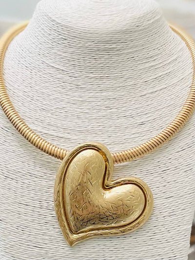 Vintage Heart Gold Choker