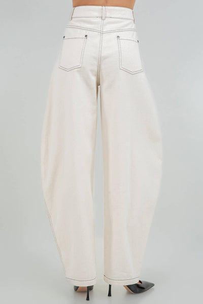 Soft Cotton Washed Barrel Jeans