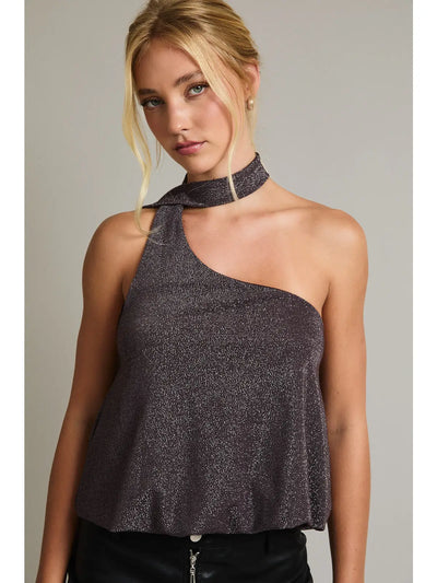 Brown Shimmer Scarf Top