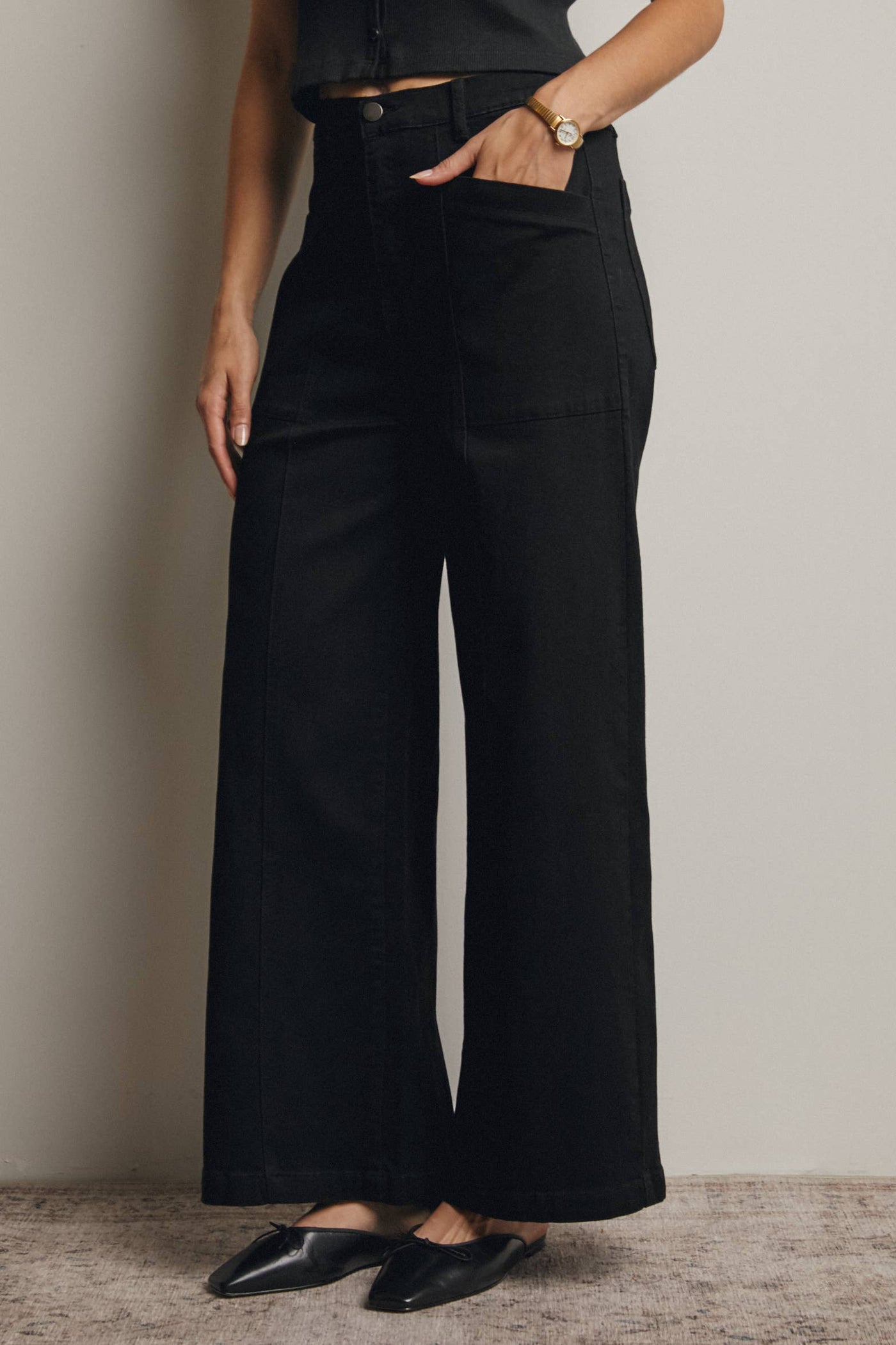Buckeye Black Wide-Leg Jeans