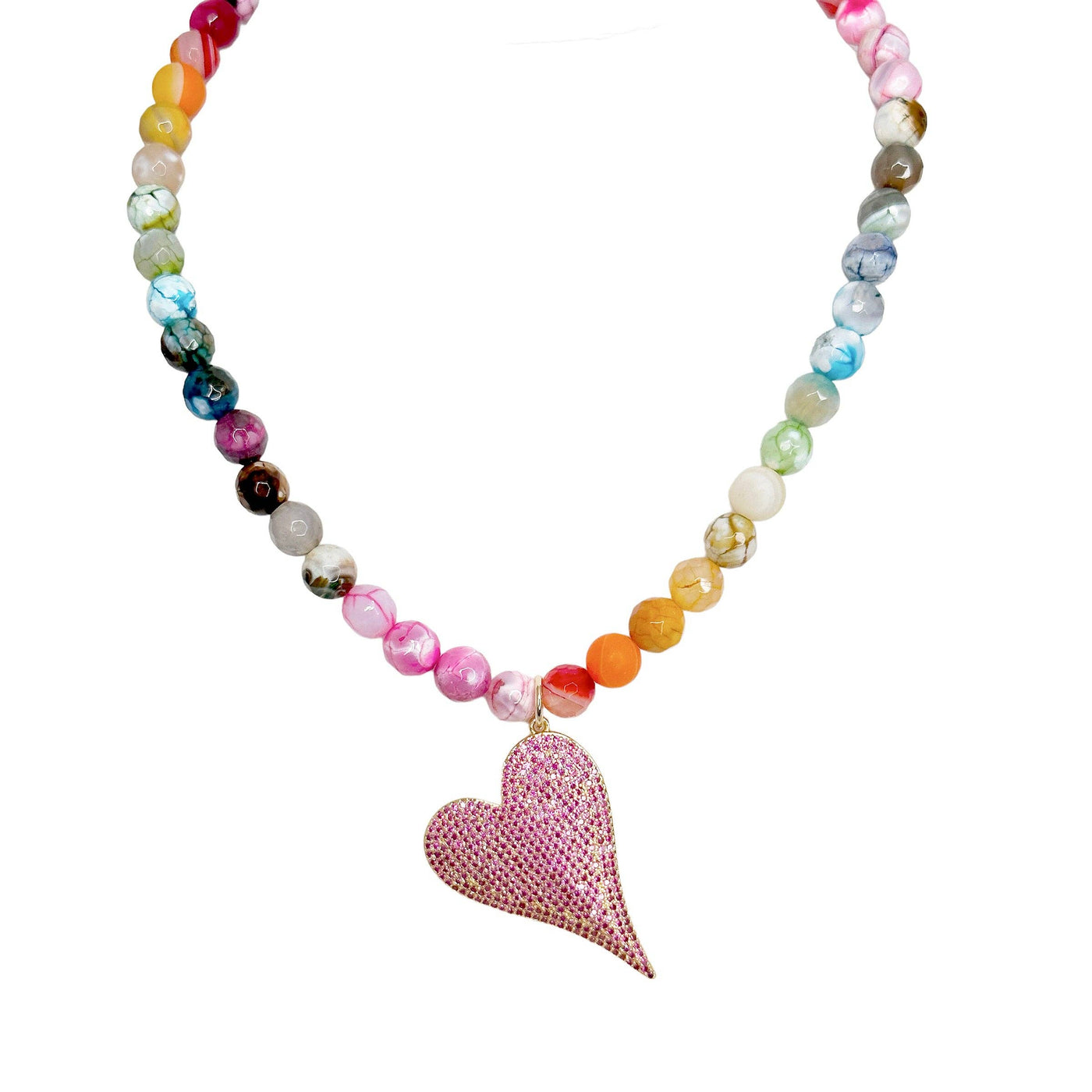 Colorful Gemstone Heart Necklace