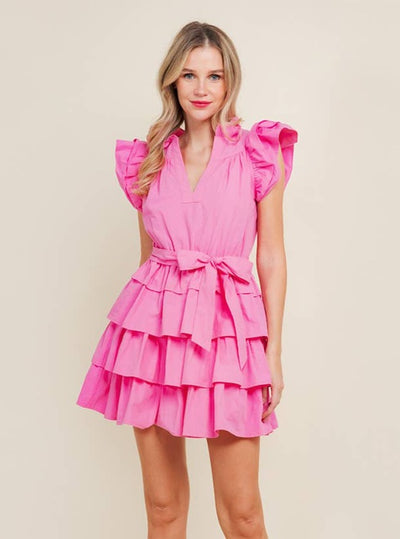 Pretty in Pink Ruffle Tiered Mini Dress