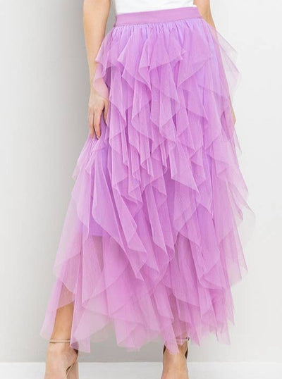 Lavender Tulle Midi Skirt