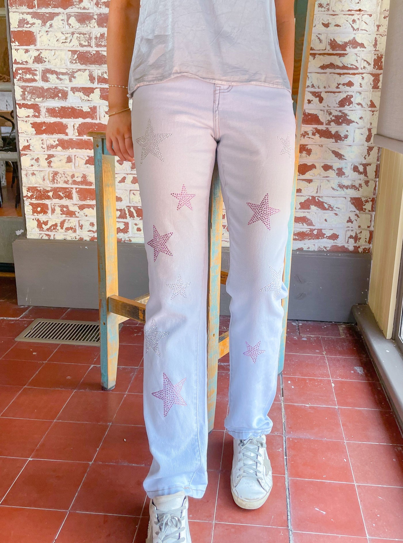 Rhinestone Straight Jean