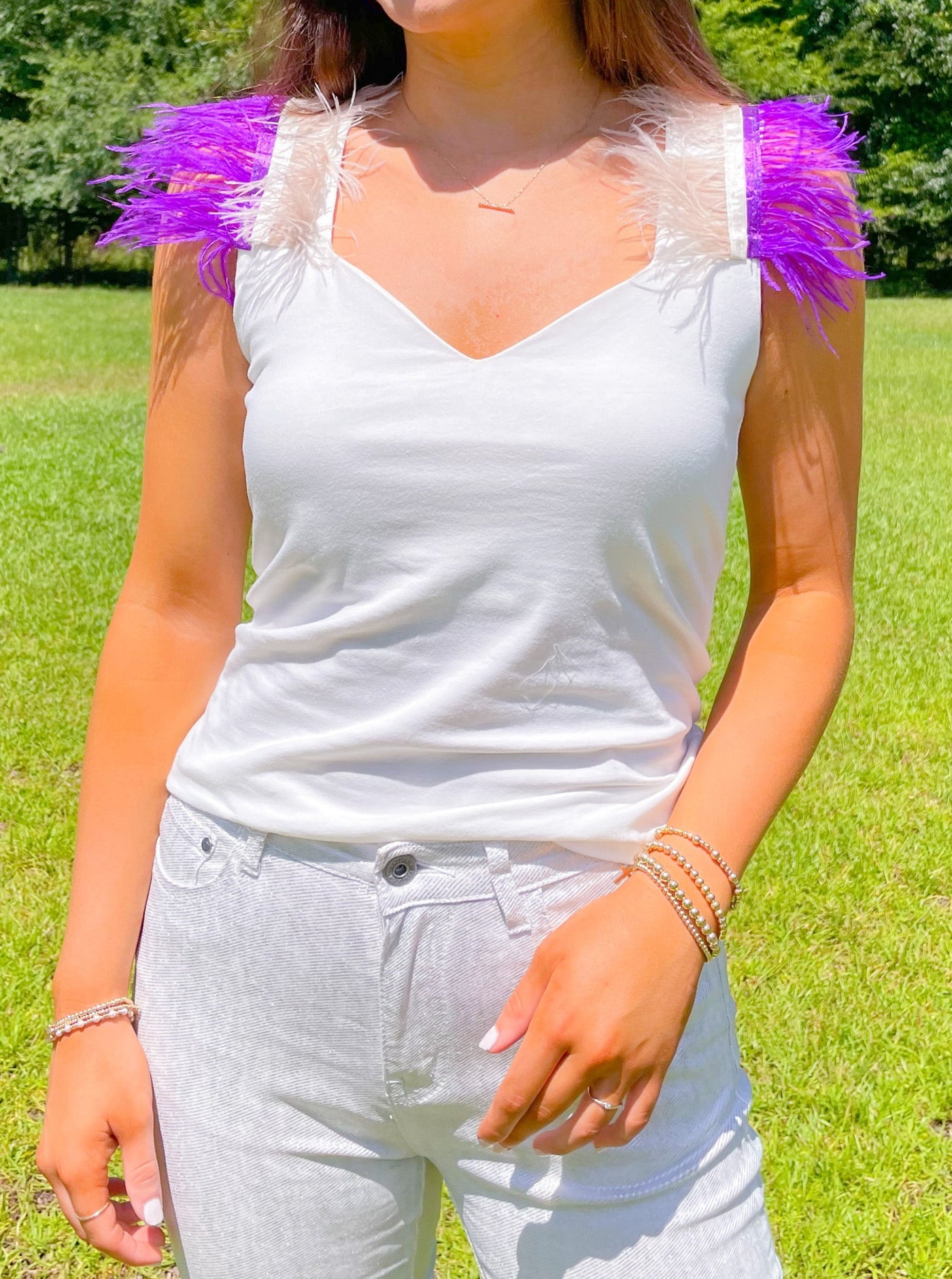 Sweetheart Faux Feather Top