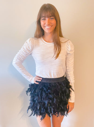 Happy Feather Mini Skirt (Black)