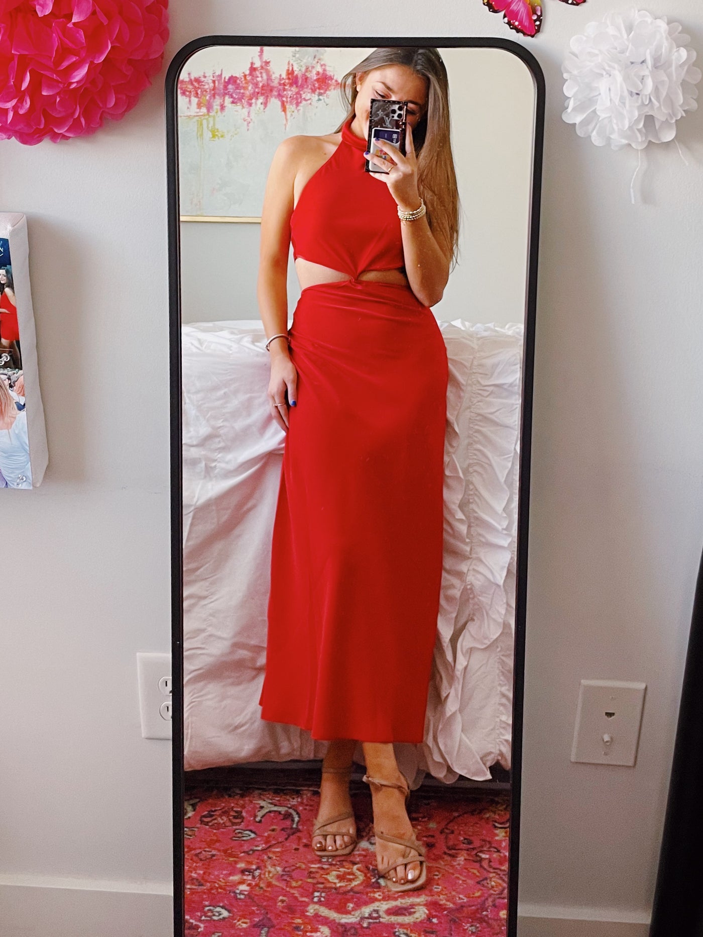 Royal Red Satin Halter Dress