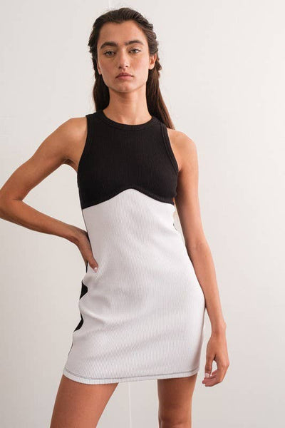 Black/White Knit Mini Dress
